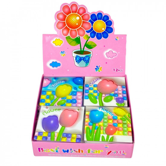 Блокнот 70 аркушів  "Квіти 3D" 8 х 8см, 4 дизайни (BT-051)