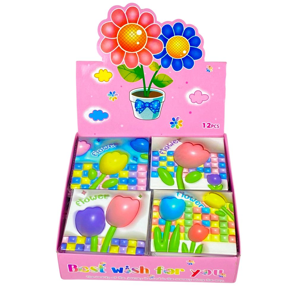 Блокнот 70 аркушів  "Квіти 3D" 8 х 8см, 4 дизайни (BT-051)