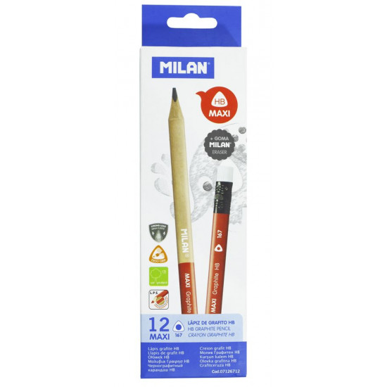 Олівець трикут. простий з ласт.НВ "MAXI" D 3,5mm 07126712 ТМ "MILAN" (07126712)