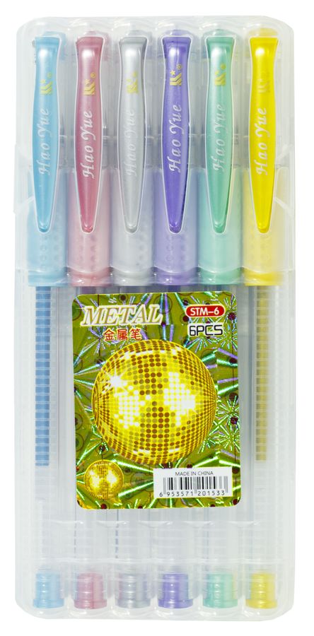 Ручка STM-6  гелева металізована в наборі - 6 кольорів, в пластиковій коробці (STM-6)