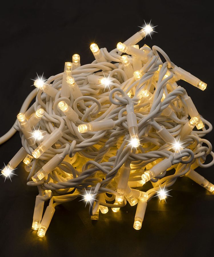 Уличная +FLASH  100 LED, 10м, белый каучук 3,3мм, белый теплый (1432-070)