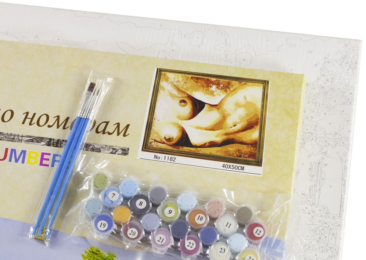 Холст-розмальовка під номерами "Тіло жінки" 40х50см, з набором форб і пензликами 2шт, з рамкою. (G1182)