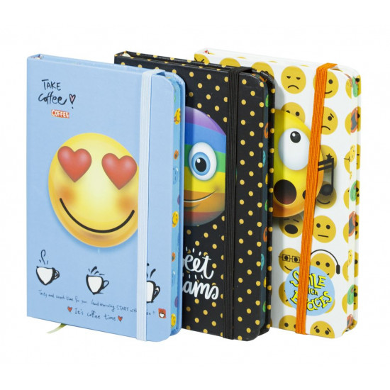 Блокнот NA696080, A6, 70g, гумова стрічка, 96 аркушів,  4 дизайни (NA696080)