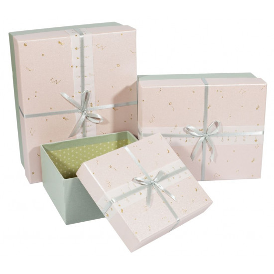 Подарункова коробка 107-19, прямокутна рожева з сірим, 25.5х20.5х10.5cm/21.5х17.5х9.5/16.5х14.5х8.5cm   3шт. в наборі (107-19)