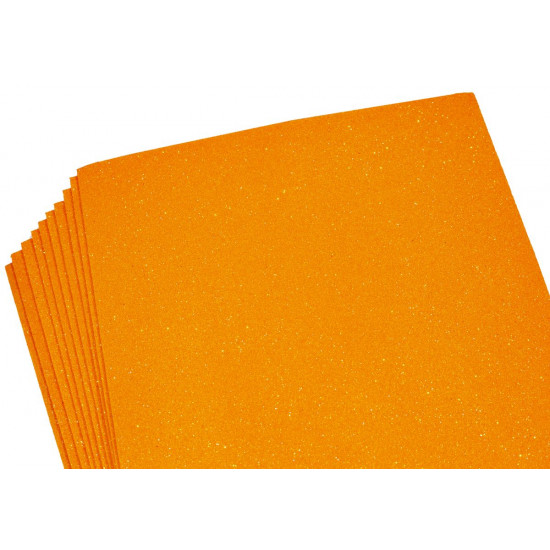 Фоаміран з глітером переливається різними кольорами  20 * 30см, EVA,  1,8 мм. 10 аркушів в ОРР:  помаранчевий (10504)