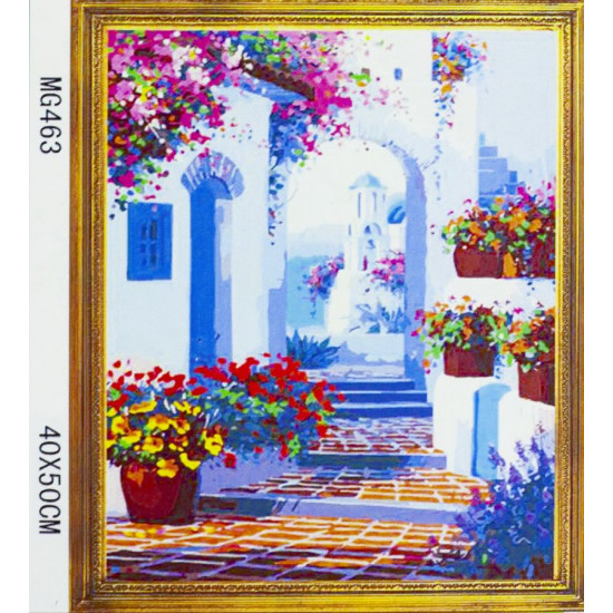 Картина по номерам 40х50, Цветущий дворик (463)