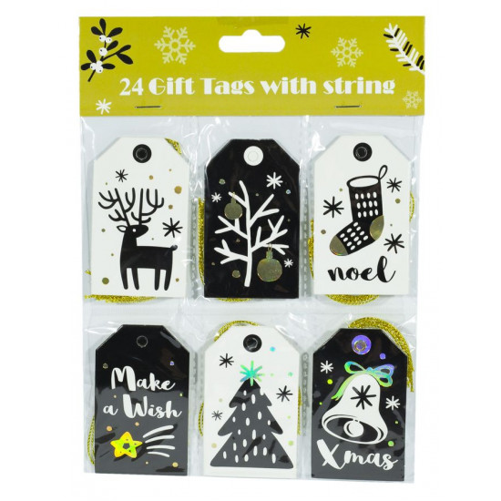 Новорічні теги 24шт в уп. (P110)