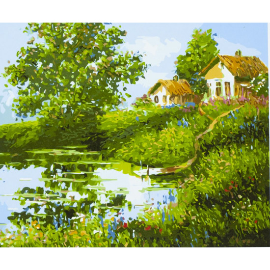 Картина за номерами "Будинок біля озера" 40 * 50см, крас.-акрил, пензлик-3шт. (6004)