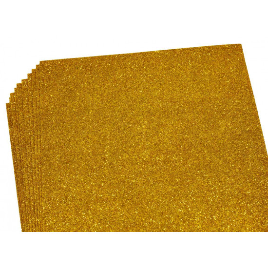 Фоаміран 1мм,  10 аркушів 21х29,7 -  темно-жовтий з глітером Жовтий Unison (17GLA4-013)