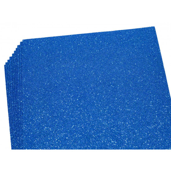 Фоаміран 1мм,  10 аркушів 21х29,7  -  темно-блакитний з глітером (17GLA4-009)