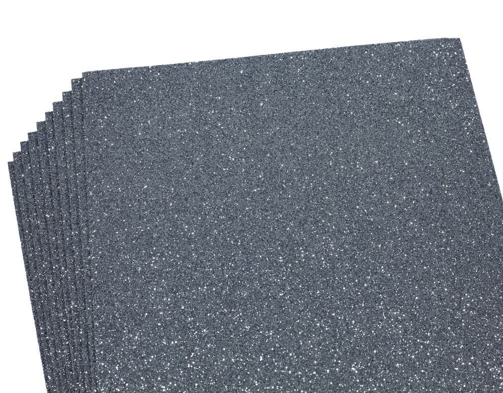 Фоаміран 1.7мм,  10 аркушів 21х29,7 -  срібно-сірий з глітером Сірий Unison (17GLA4-021)