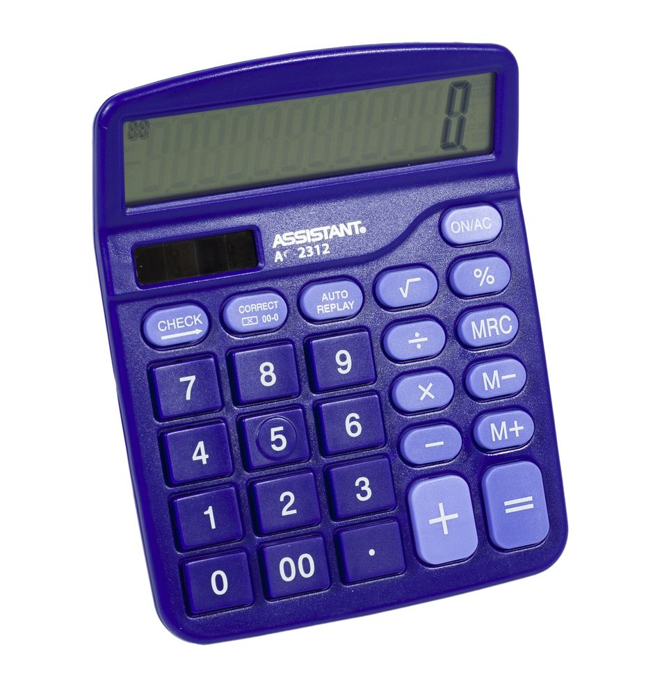 Калькулятор  настольный фиолетовый, Assistant, 12разр., 2-е питание, 138х103ч27мм, AC-2312 (AC-2312 violet)
