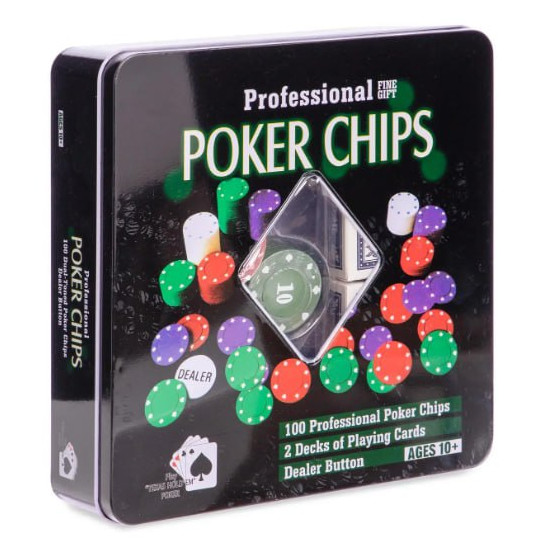 Покерний набір з номіналом на 100 фішок у металевій  коробці Unison (100-L)