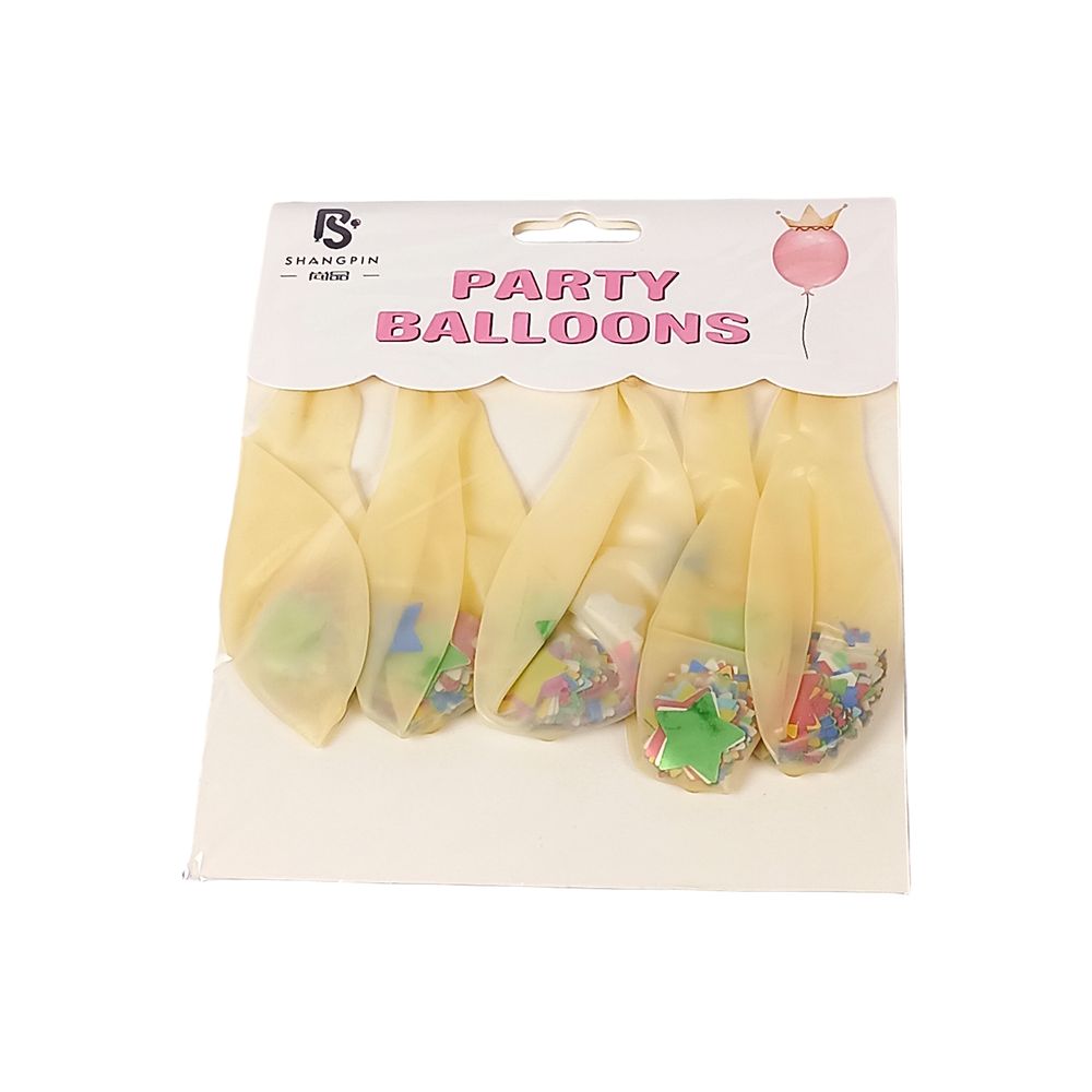 Кульки 10' (26см) конфеті - кольорові зірочки, 5шт/уп Прозорий Без бренду (1005-200)