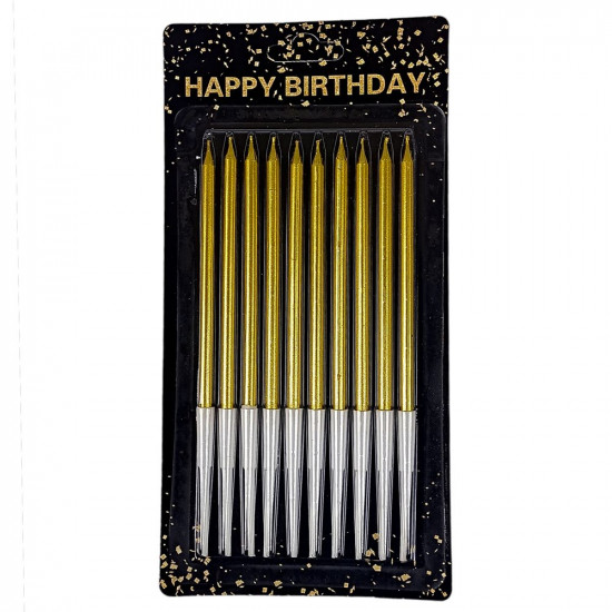 Набор свечей для торта 10 шт, желтое золото, 14 см Желтый Без бренда (040557/9333  yellow gold)