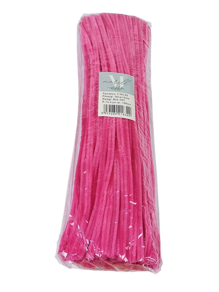 Синельний дріт, 300 х 6мм, рожевий, 100 шт (C30148 pink-А-005/T04)