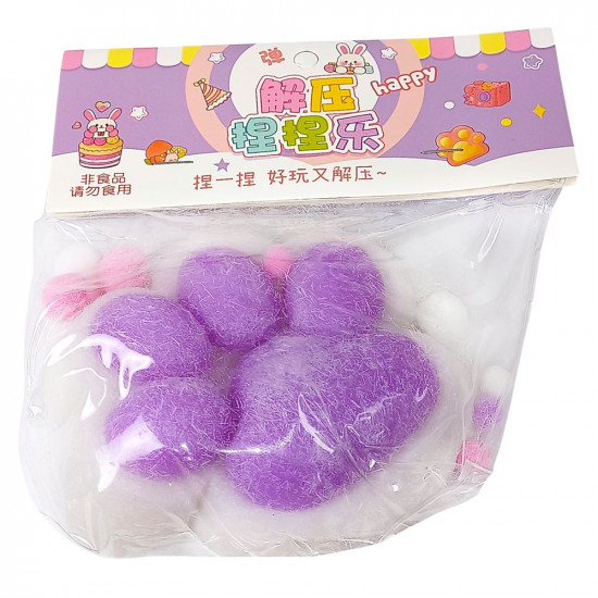 Таба сквіш антистрес  лапка хутряна араматизована 12см  бузкова (713002  white + lilac)