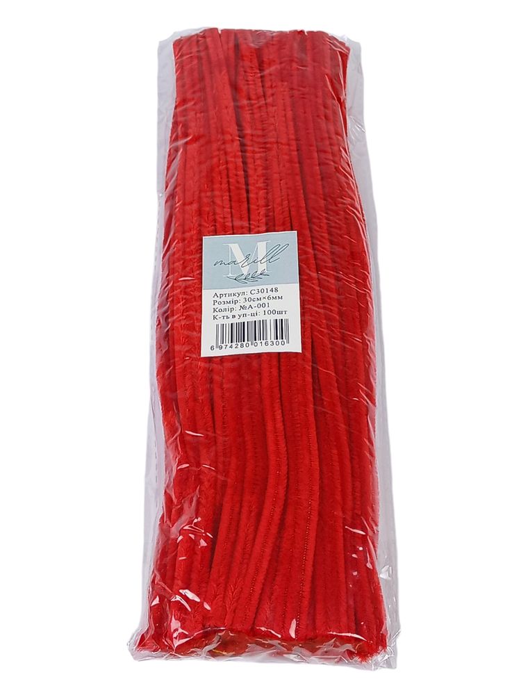 Синельний дріт, 300 х 6мм, червоний, 100 шт (C30148 red-A-001)