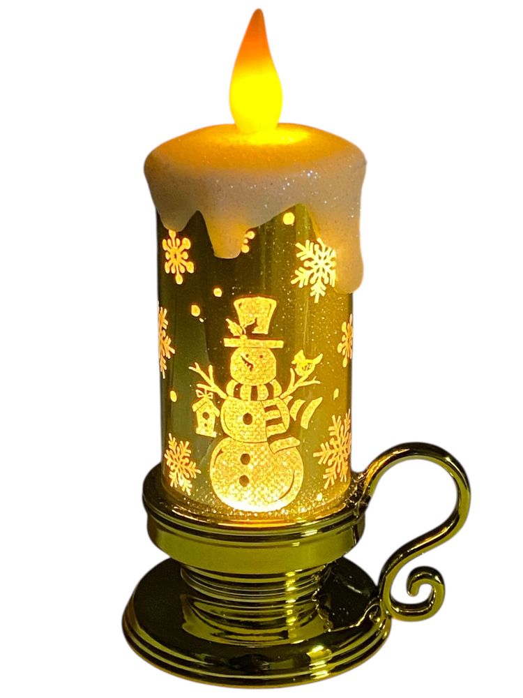 Свічка декоративна світлодіодна LED "Новорічна" на підставці 14,5 х 6,5 х 5,5см (ZF-024-D-1)