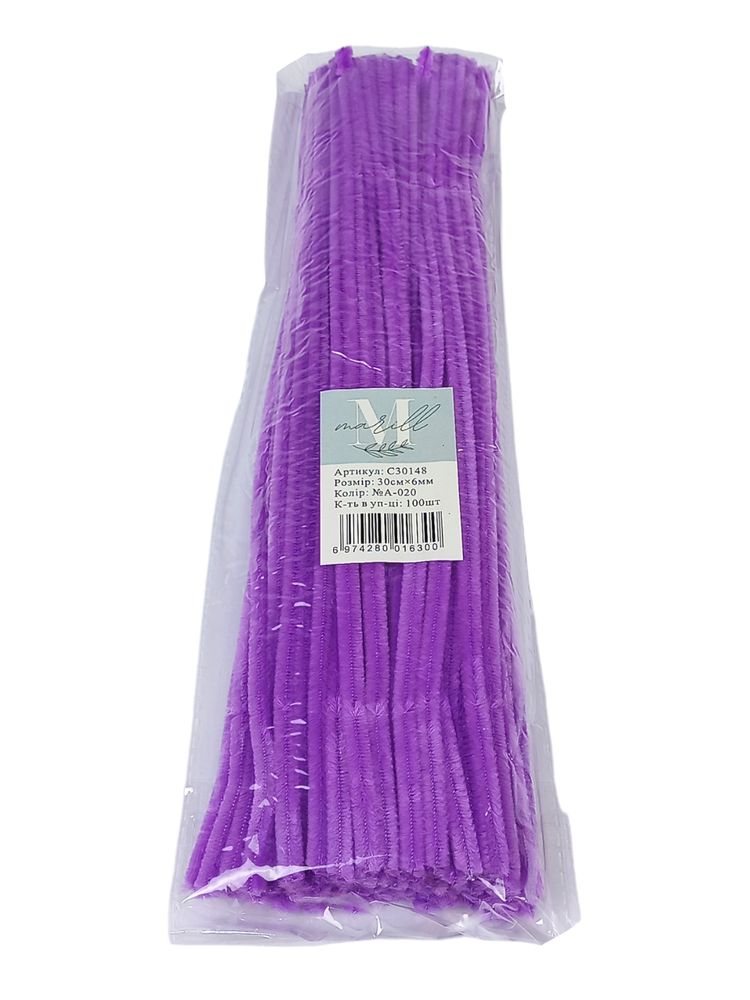 Синельний дріт, 300 х 6мм, бузковий, 100 шт (C30148 lilac-A-020/T11)