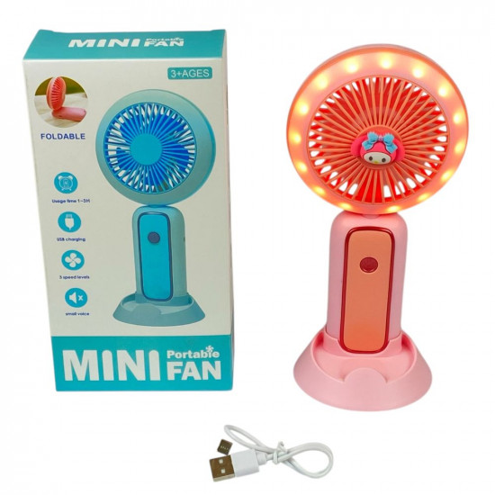 Вентилятор настільний 21см, 2 швидкості, +підсвітка Рожевий Unison (64964 pink)