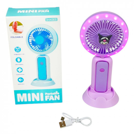Вентилятор настільний 21см, 2 швидкості, +підсвітка (64964 violet)