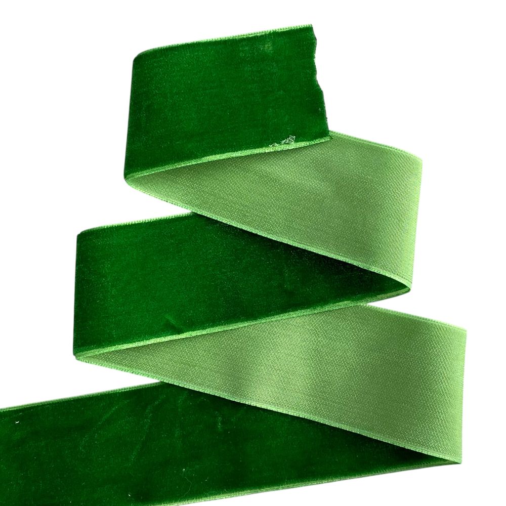 Оксамитова стрічка  4 см (±5мм) х 30 ярдів Зелений Marill (D00840- C 27)