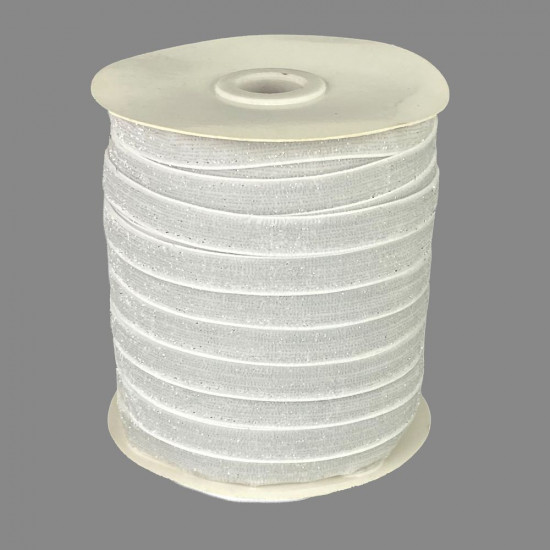 Бархатная лента блестящая 1,0 см х  50 ярдов Белый Marill (D16710- C 98)