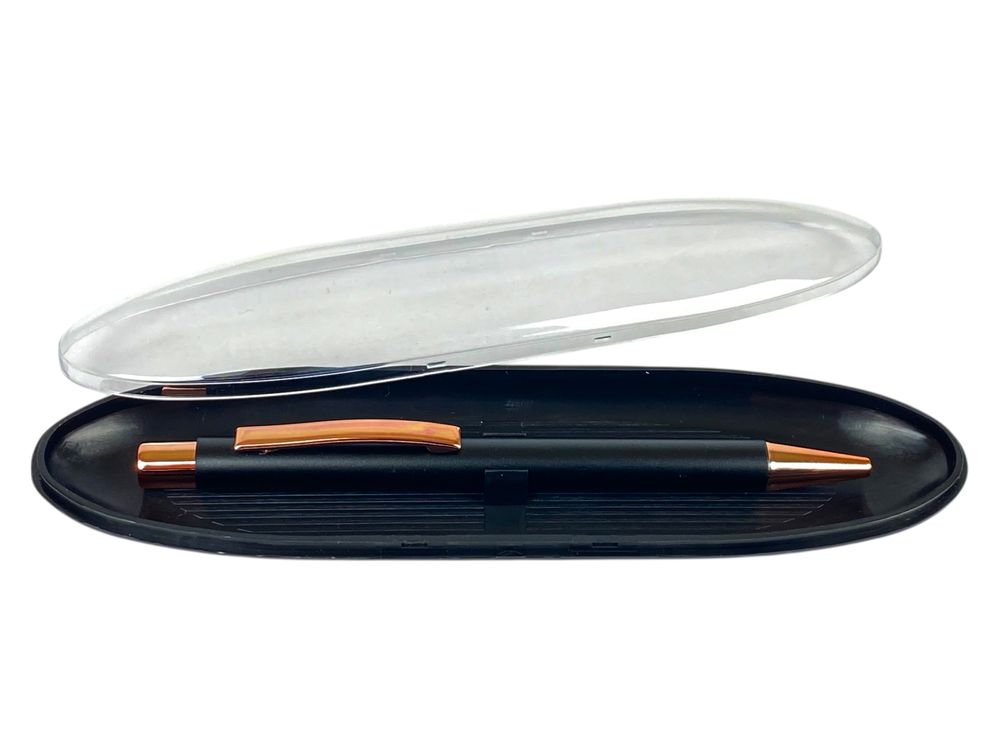 Ручка шариковая A PLUS, корпус металлический в пластиковом футляре, черная (A-924(947))