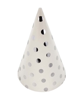 Колпачки бумажные TM Pelican 15см "Белые с серебряным горошком" - 10шт (871802)