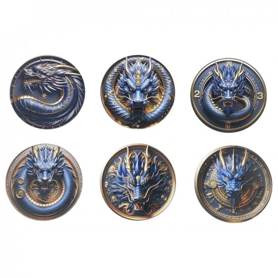 Набір дерев'яних підставок під чашку -6шт "Дракони", ø 10см, товщина 2мм (CS-02)