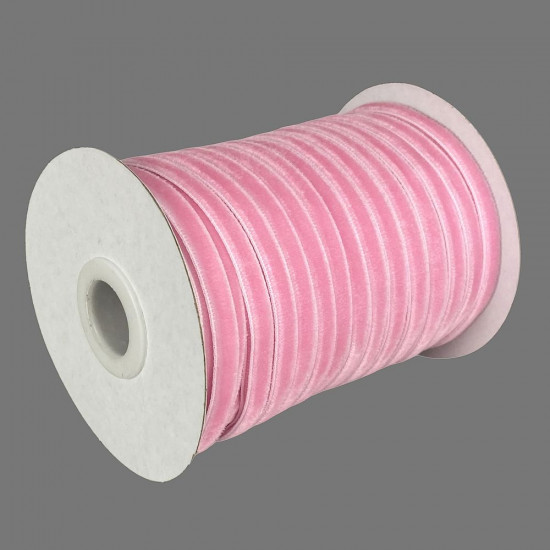 Оксамитова стрічка  0,6 см х 50 ярдів Рожевий Marill (D00806- C 18)