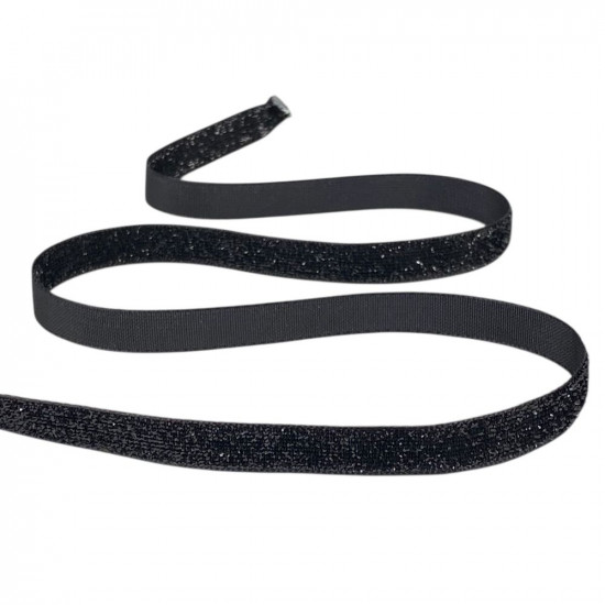 Оксамитова стрічка з люрексом 1,0 см х 50 ярдів Чорний Marill (D00710- 08)