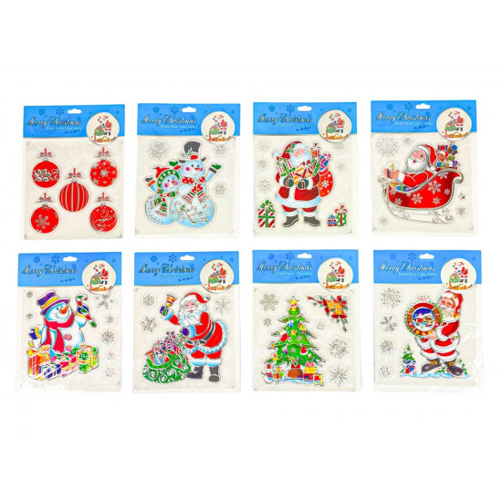 Наліпки для вікон силіконові "Santa" 19*25см, mix (6527-P3-17)
