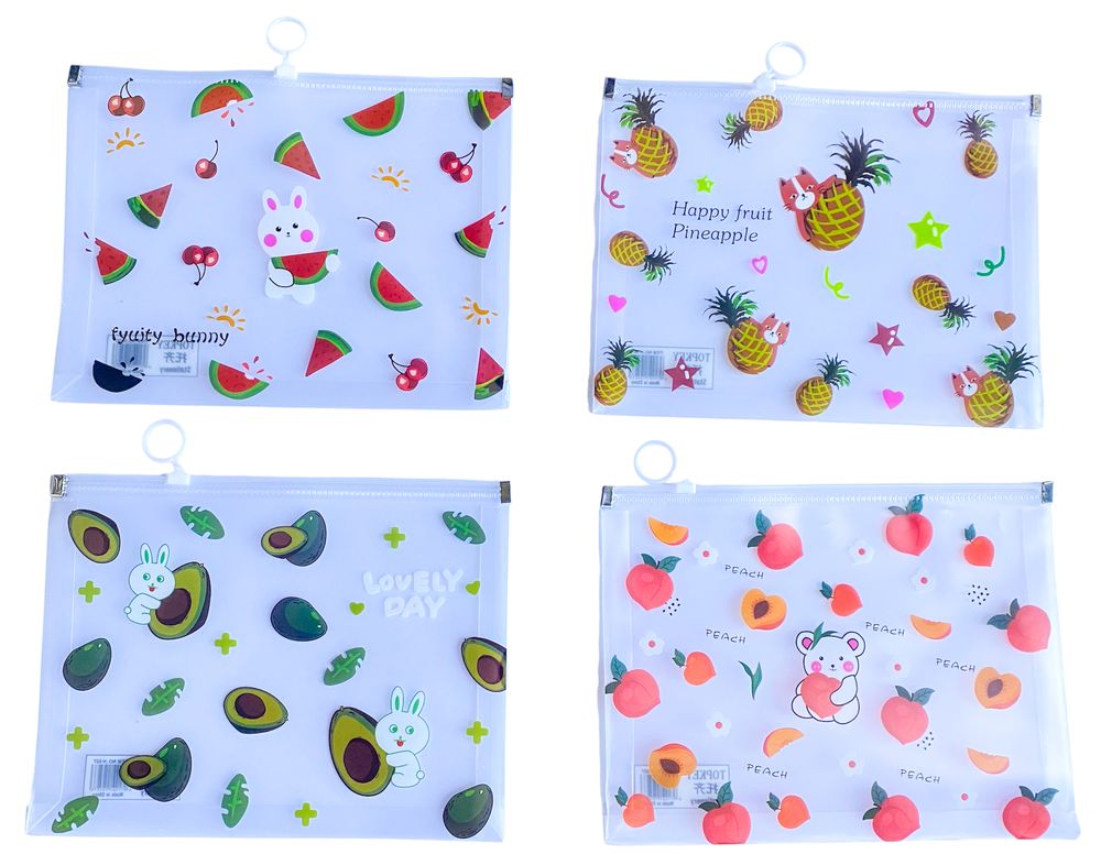 Папка для зошитів А5+ на змійці "Фрукти та звірята" 24 х 18,5см (527)