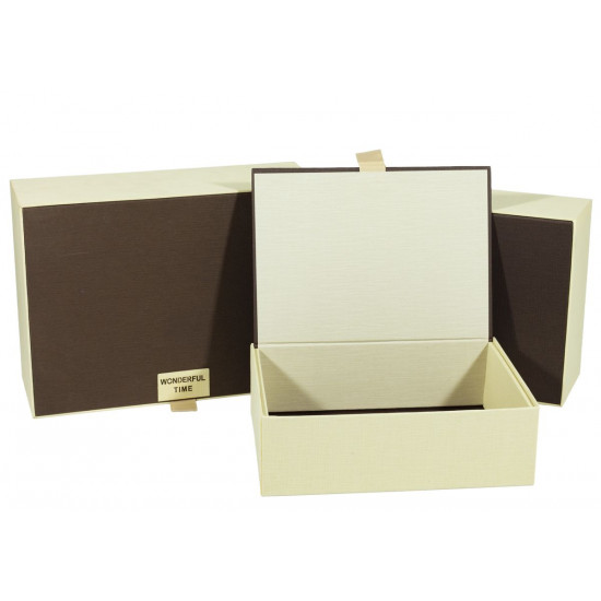 Коробка Y91342T-1 подарункова прямокутна шоколадная, 3 шт.,  30x21.5x11.5cm/27x19.5x9.5cm/24x17.5x7.5cm Бежевий Unison (Y91342T-1)