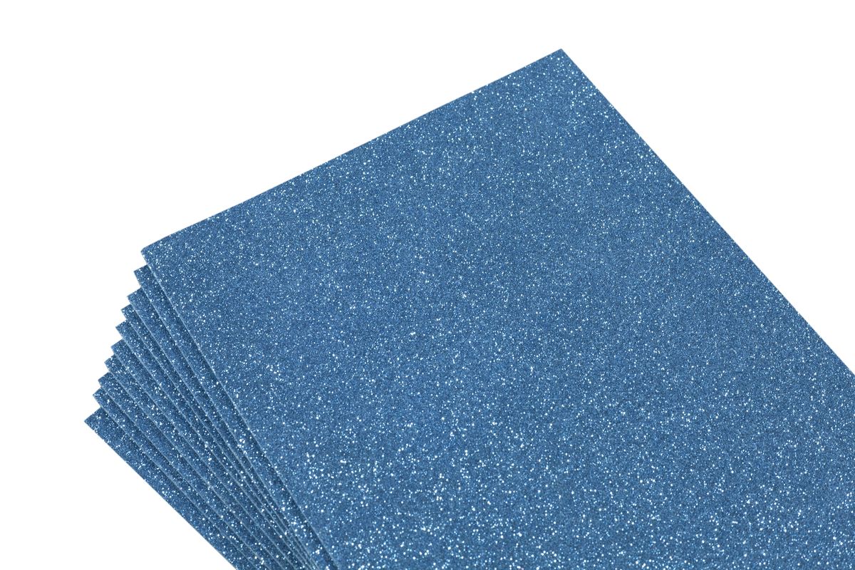 Фоаміран з глітером 1,8мм,  10 аркушів 20х30 - блакитний (7945)