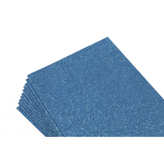 Фоаміран з глітером 1,8мм,  10 аркушів 20х30 - блакитний (7945)