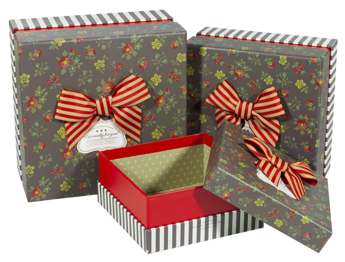 Подарункова коробка NC06-35, квадратна, 20.5х20.5х11.5cm/18х18х9.5/15х15х7.5cm   3шт. в наборі (NC06-35)