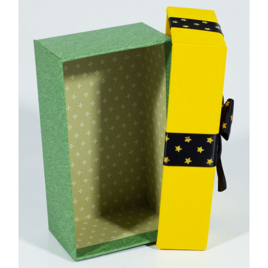 Подарункова коробка CH1-22, прямокутна  гірчиця і зелений 15.5х9х5.8см, 4шт/уп, (CH1-22)