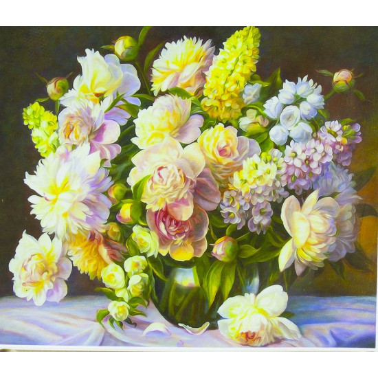 Холст-розмальовка під номерами 40*50см з набором фарб і пензликами 2 шт, з рамкою,  "Весняний букет" (3284RA_O)