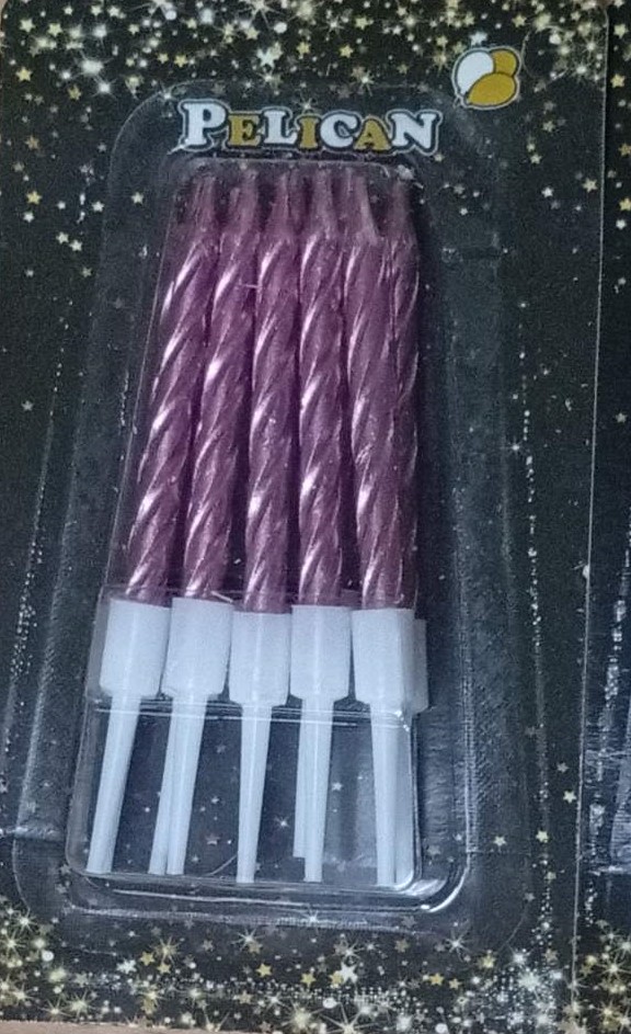 Набір свічок для торту "СПІРАЛЬНІ 5см",   РОЖЕВЕ ЗОЛОТО Золотий Pelican (868131-1)