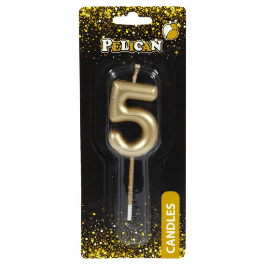 Свеча для торта Pelican, "5" золото 4,5см Золотой Pelican (864515)