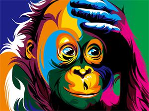 Картина за номерами "Кольорова мавпа" 40 * 50см, крас.-акрил, кисть-3шт. (RA30464)