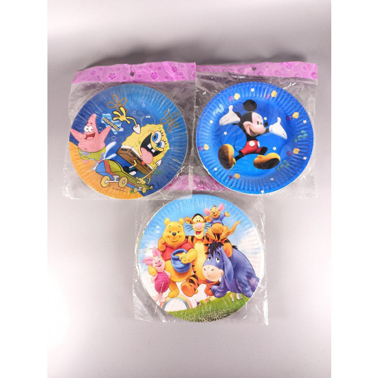Тарілки паперові "Улюблені мультфільми", d=18см, 10шт/уп Різнокольоровий Unison (7500-31)