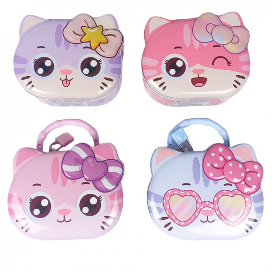 Копилка металлическая "Кошечка-сумочка" 14,5 х 12см 4 вида Разноцветный Без бренда (S-264)