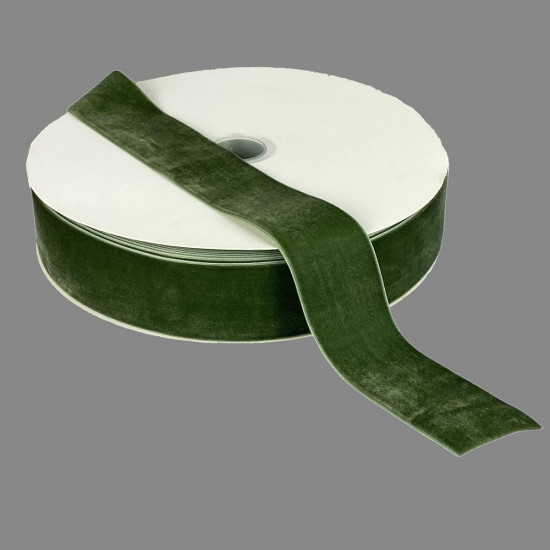 Оксамитова стрічка  4 см (±5мм) х 30 ярдів Зелений Marill (D00840- C 41)