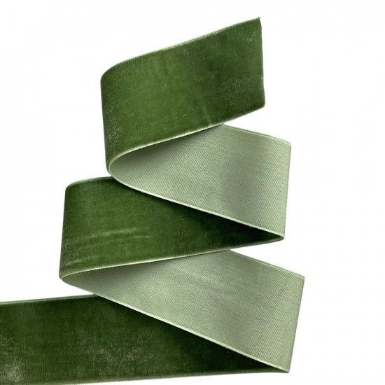 Оксамитова стрічка  4 см (±5мм) х 30 ярдів Зелений Marill (D00840- C 41)