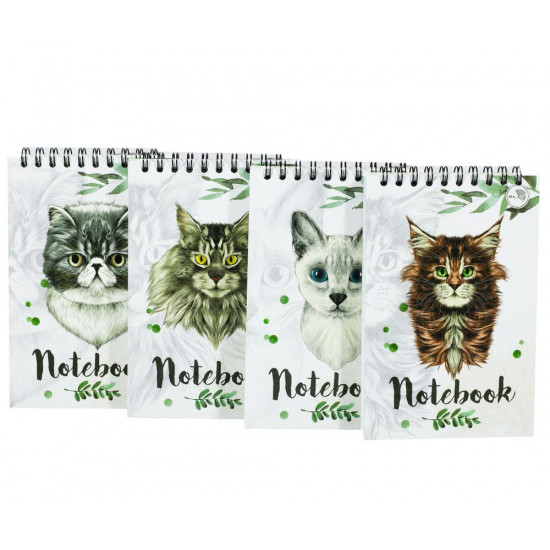 Блокнот А-6 "Коти" 80 сторінок, верхня пружина, клітинка (Бк 080вп)