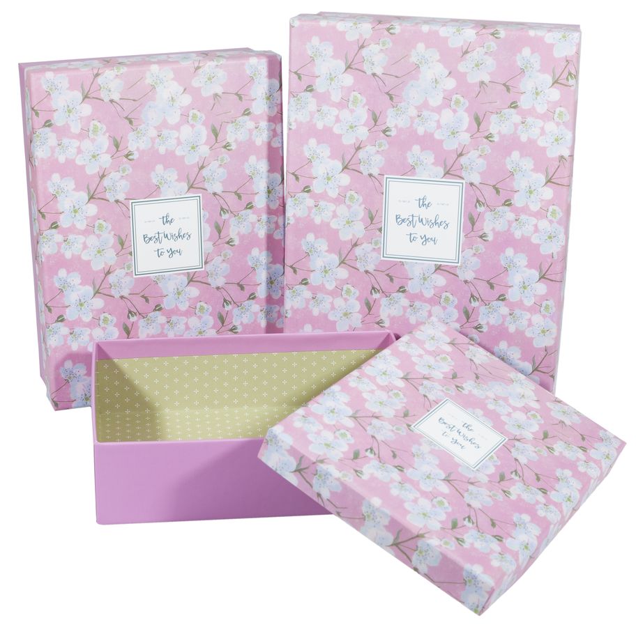 Подарункова коробка KKC-7, прямокутна рожева, 28х20х9cm/25х18х7.5/22х16х6cm   3шт. в наборі (KKC-7)